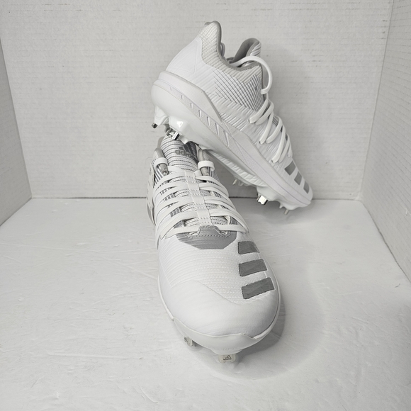 Adidas Baseball Cleats Afterburner Men's White Silver Metal Spikes Size 7.5 - Picture 10 of 11